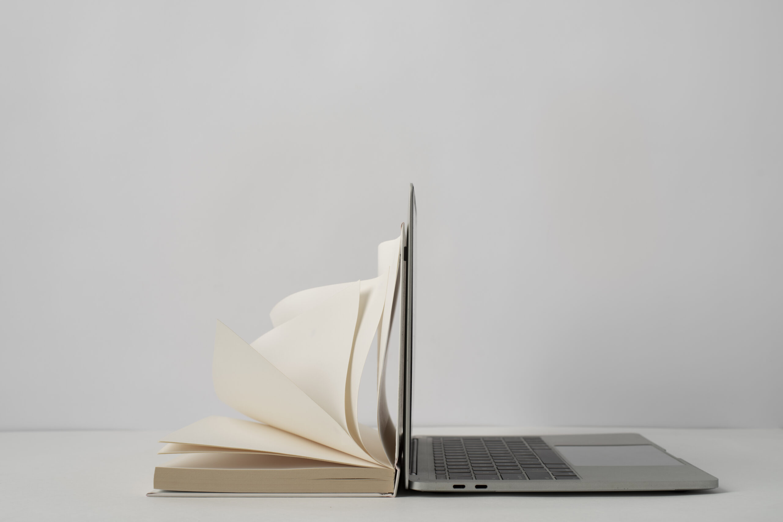 laptop open book assortment